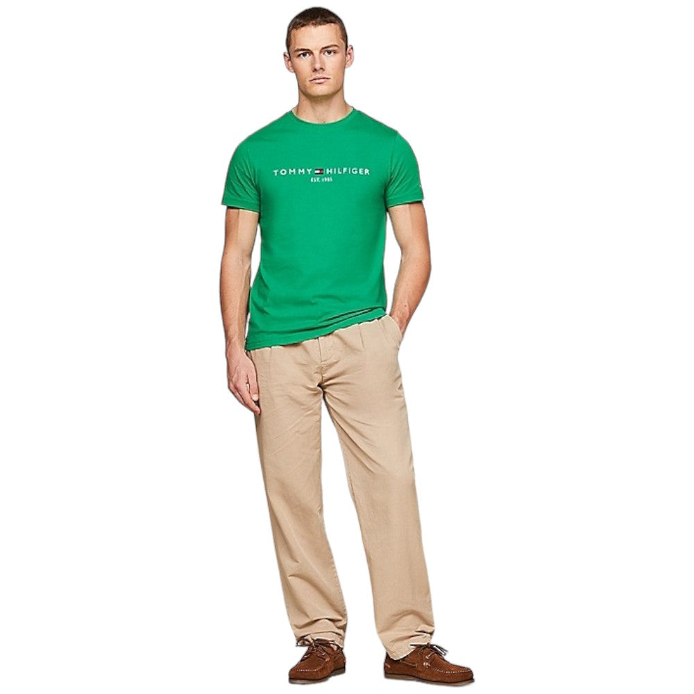 Tommy Hilfiger t-shirt verde logo ricamato MW0MW11797 T-shirt Tommy Hilfiger
