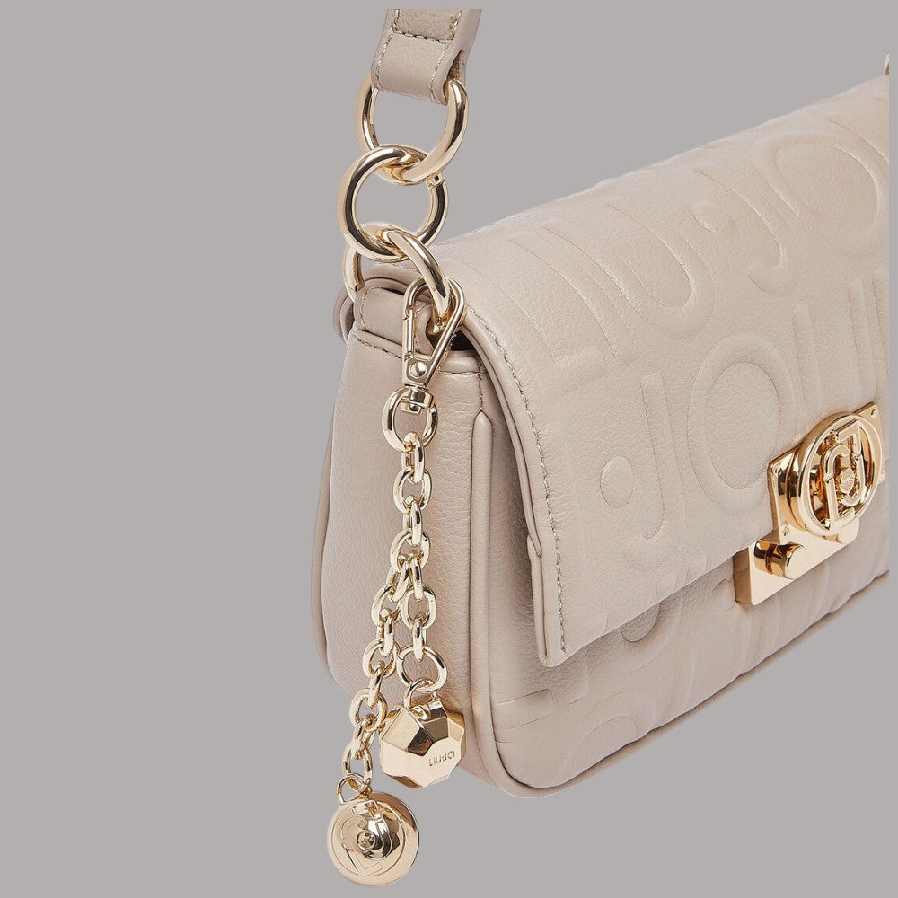 Borsa piccola Liu Jo Adiva crossbody beige con dettagli dorati e tracolla a catena