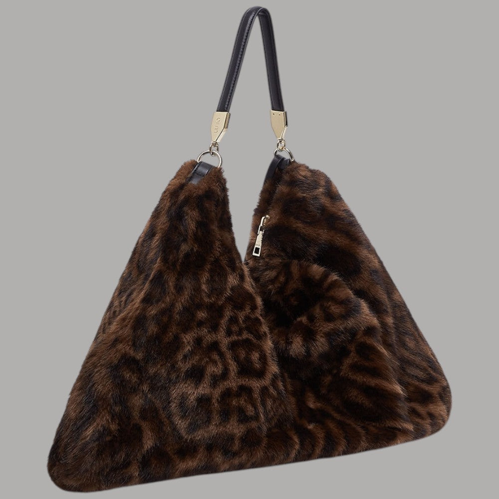 borsa a spalla grande Liu Jo in pelliccia sintetica fantasia leopardata marrone e nera.jpg