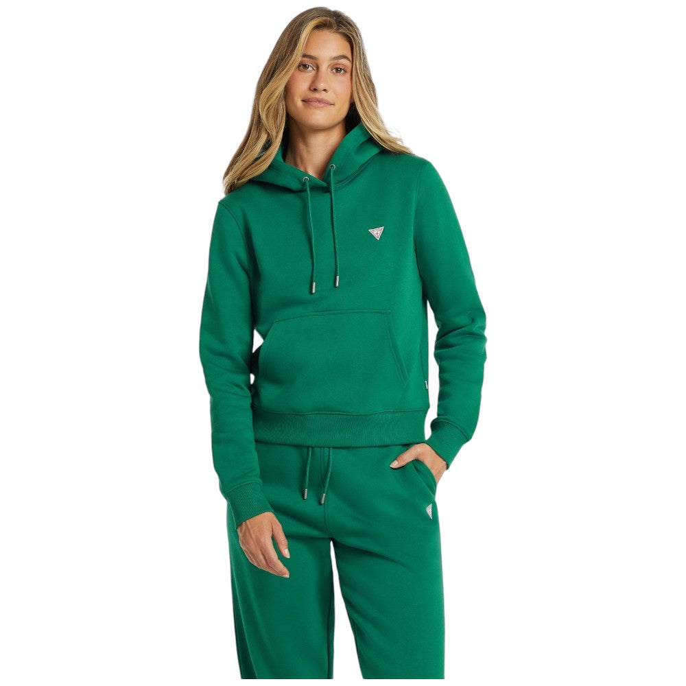 Guess felpa verde cappuccio mini logo W4YQ04KC811G8ET Felpe Guess Jeans