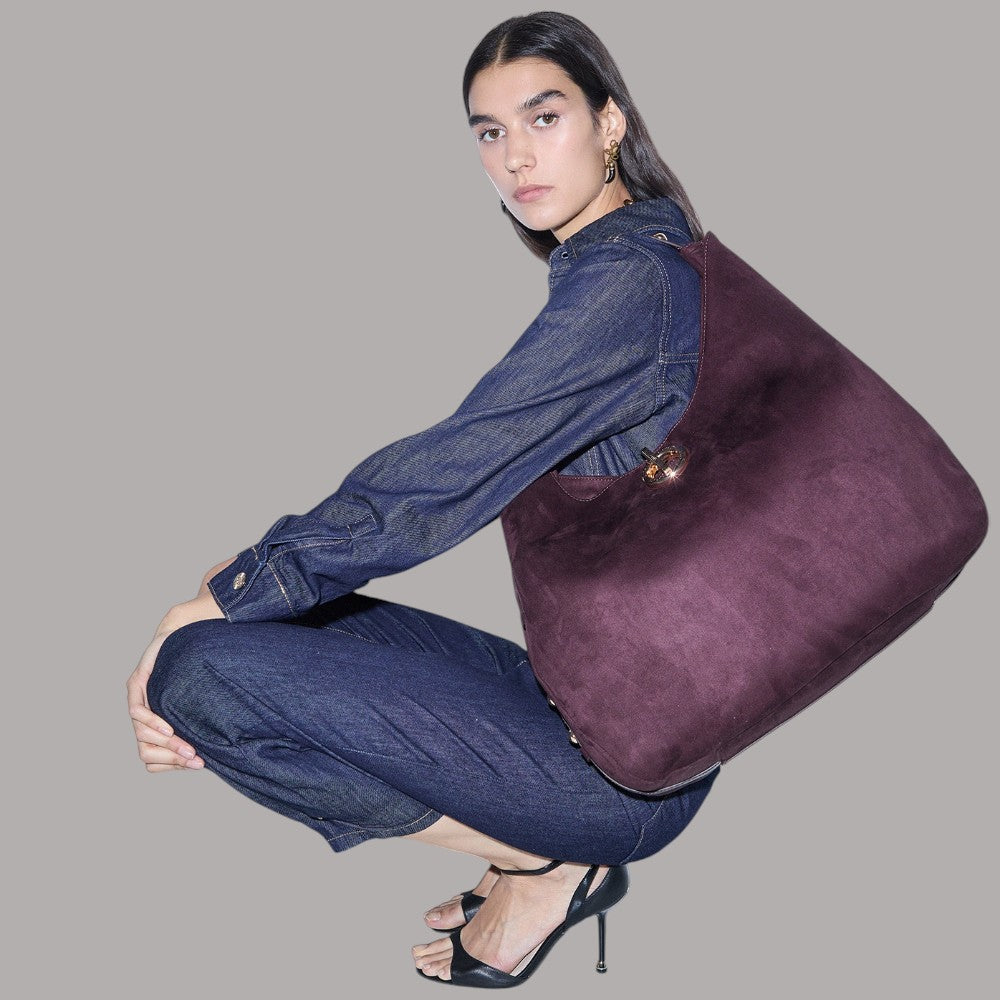 Liu Jo borsa grande hobo con borchie gerona in bordeaux