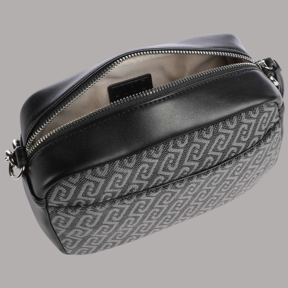 Borsa a tracolla Liu Jo Faiza in tessuto jacquard con fantasia grigia e dettagli neri