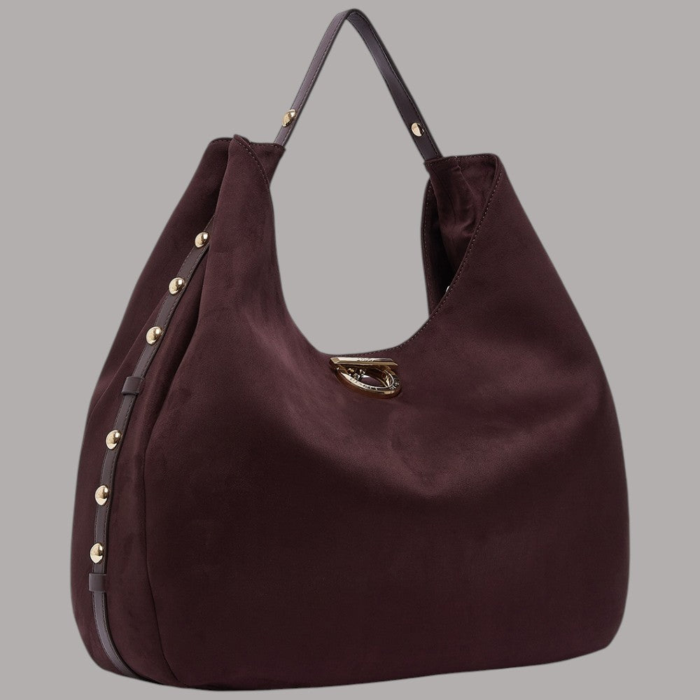 Borsa grande Liu Jo hobo con borchie gerano colore bordeaux