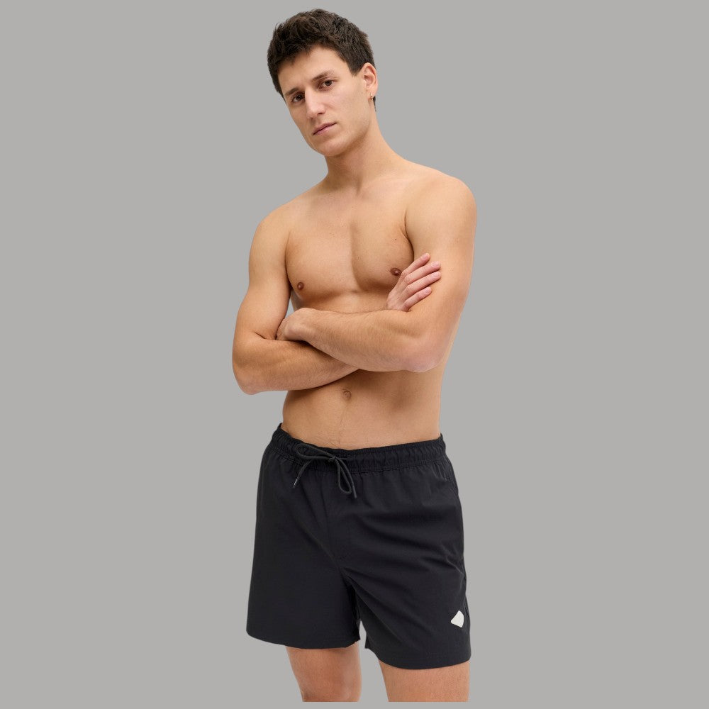 Jack & Jones Costume da Bagno Uomo Regular Fit con Tasche e Coulisse nero con logo sulla gamba
