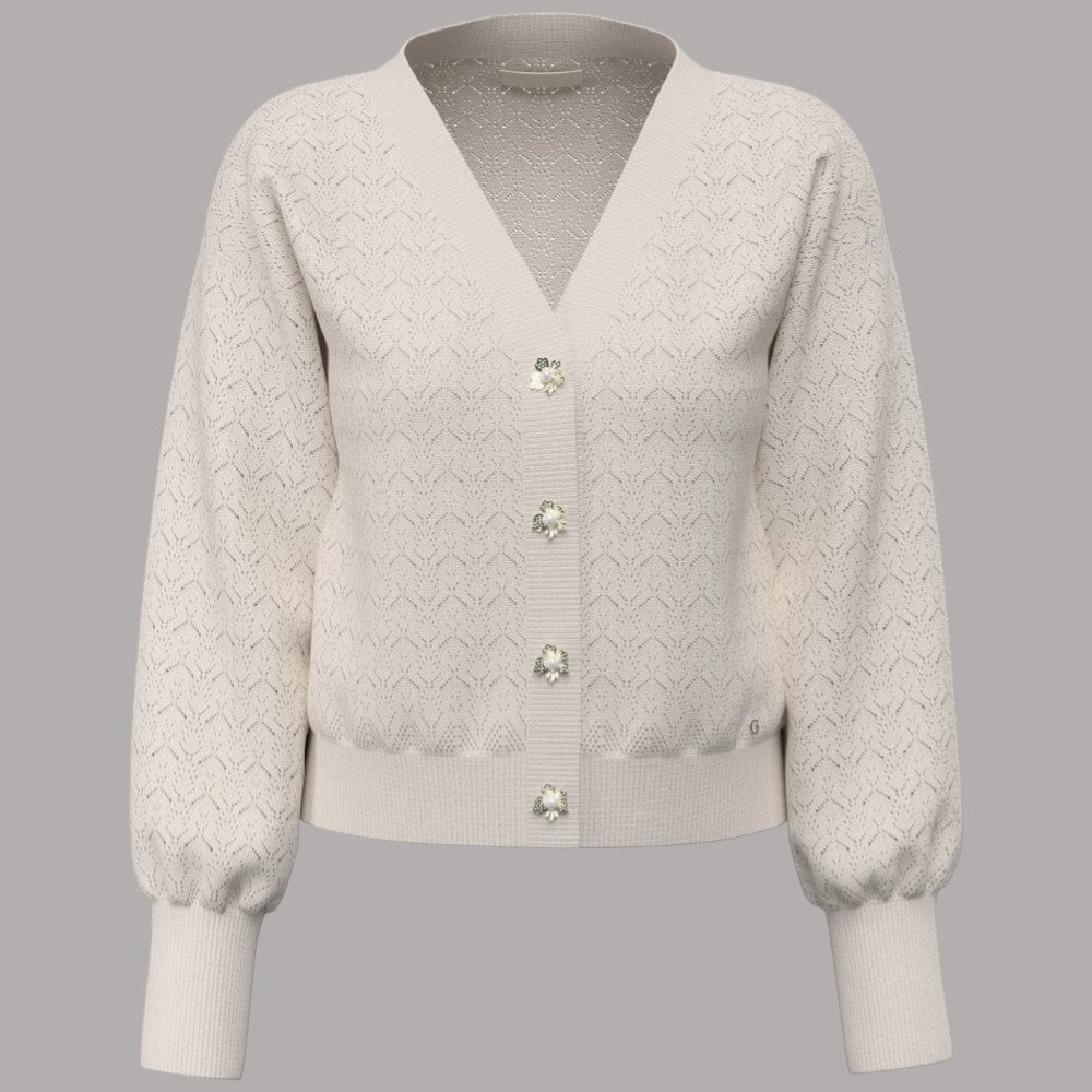 Guess Nina cardigan lavorato a maglia in beige con bottoni decorativi