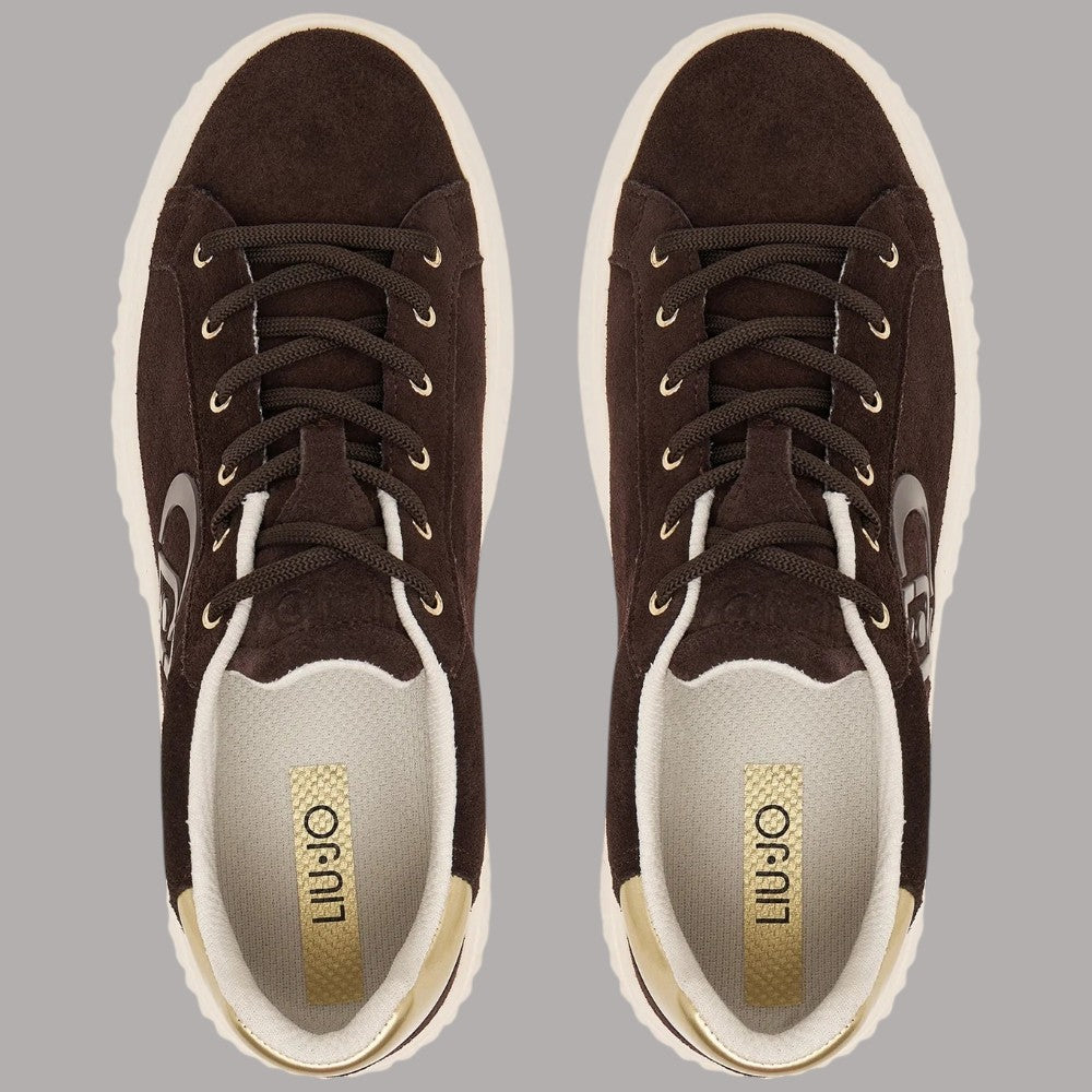 Sneakers Liu Jo Elodie 01 in pelle scamosciata color marrone con suola platform