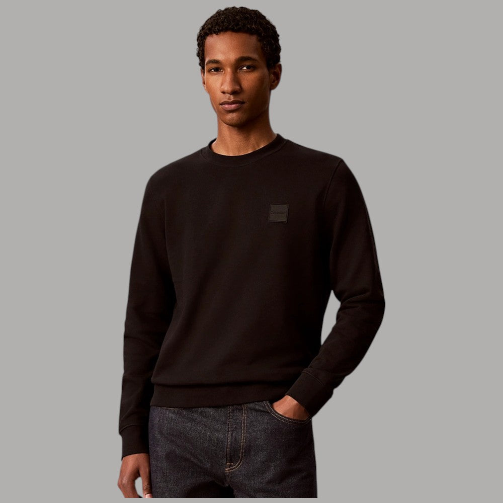 Felpa uomo Calvin Klein nera con patch LV04LH230G semplice e tinta unita