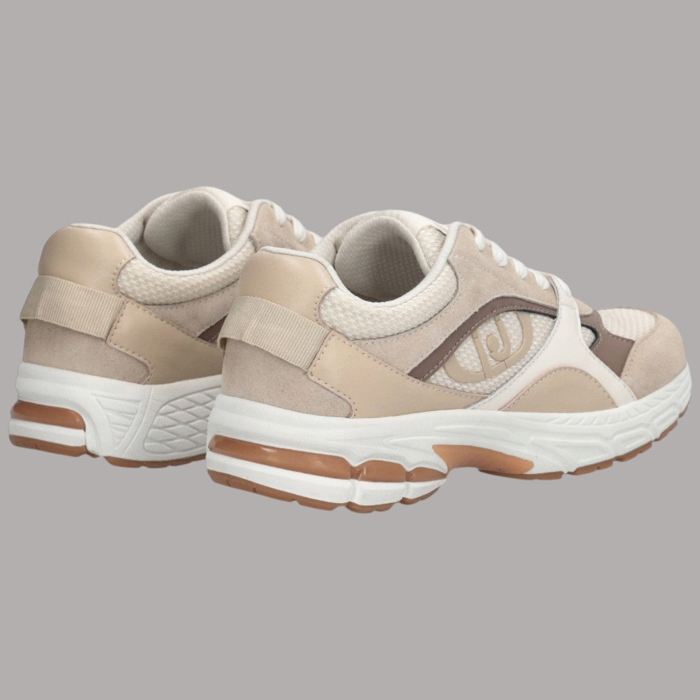 Scarpe da ginnastica Liu Jo beige con tallone imbottito, dettagli suede e monogram