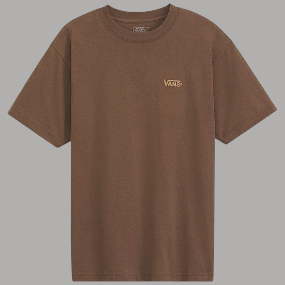 T-shirt Vans marrone in cotone, logo Vans sul petto, vista frontale