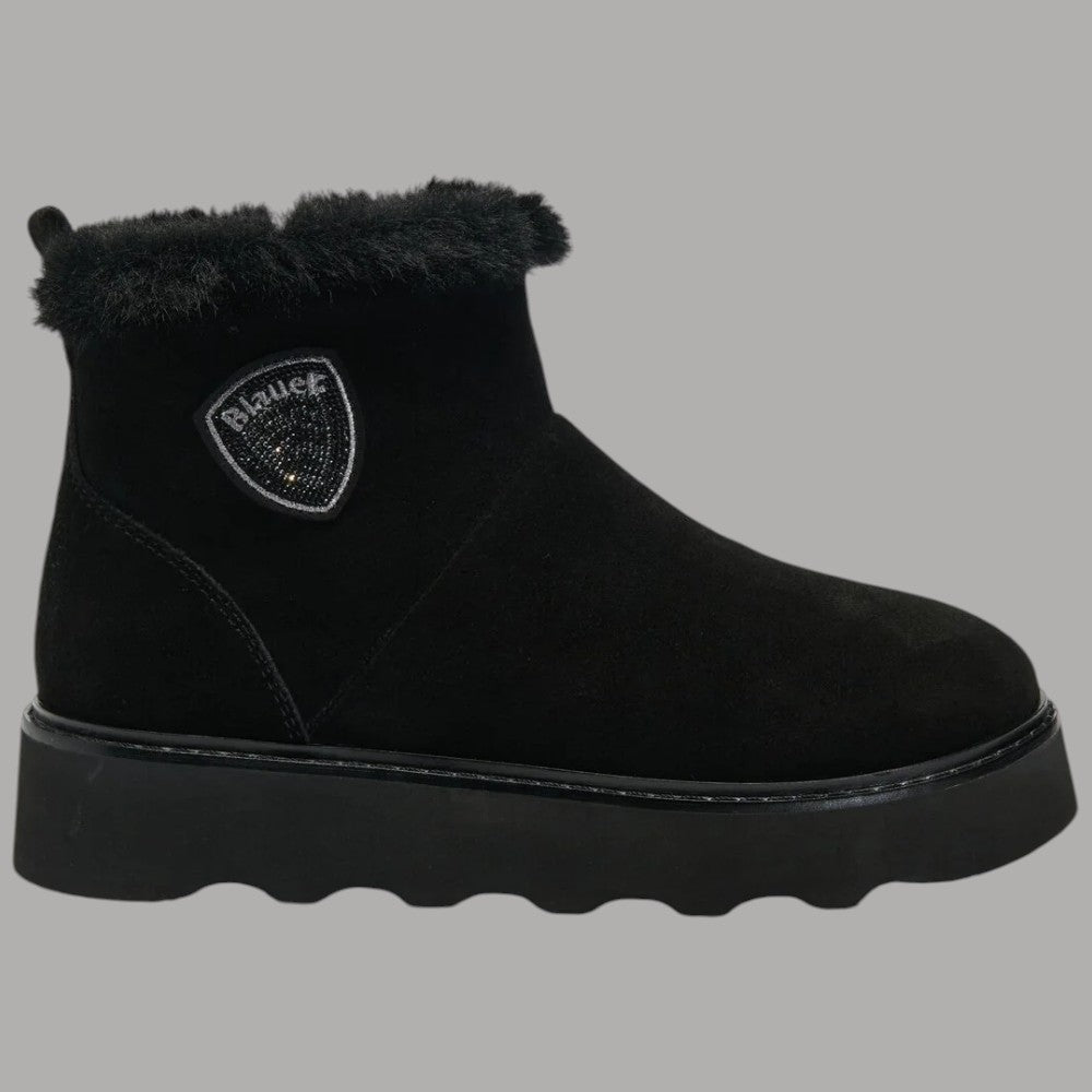Blauer stivaletto da donna nero in camoscio