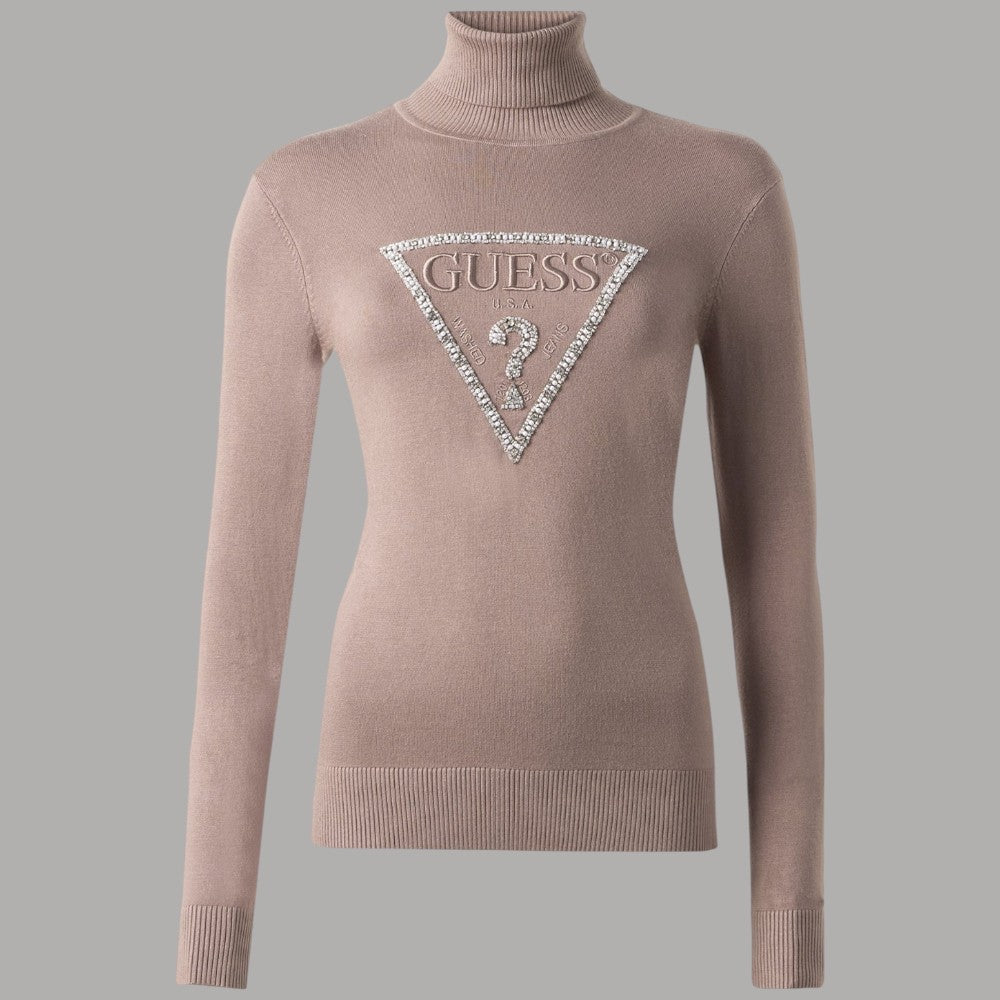 Guess maglione taupe collo alto con triangolo MELANIE W5BR39Z2NQ2G1K8 - Prodotti di Classe