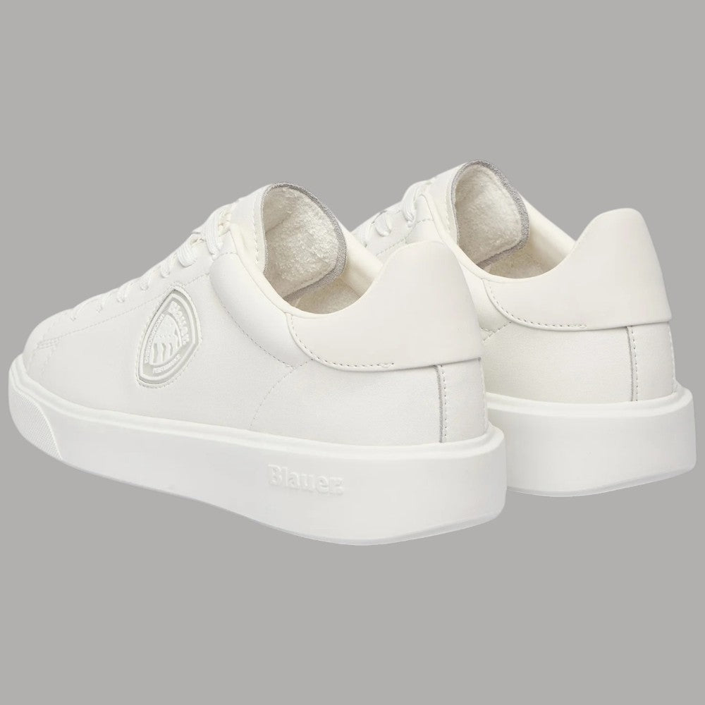 Sneakers in pelle crew-neck Blauer bianco con dettaglio logo e suola spessa