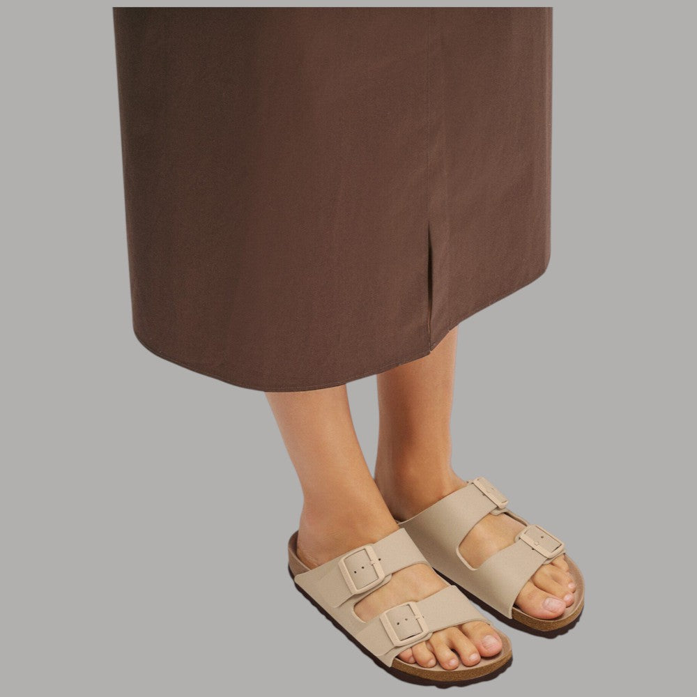 Birkenstock Arizona triples sandcastle beige sandals with adjustable straps and buckles