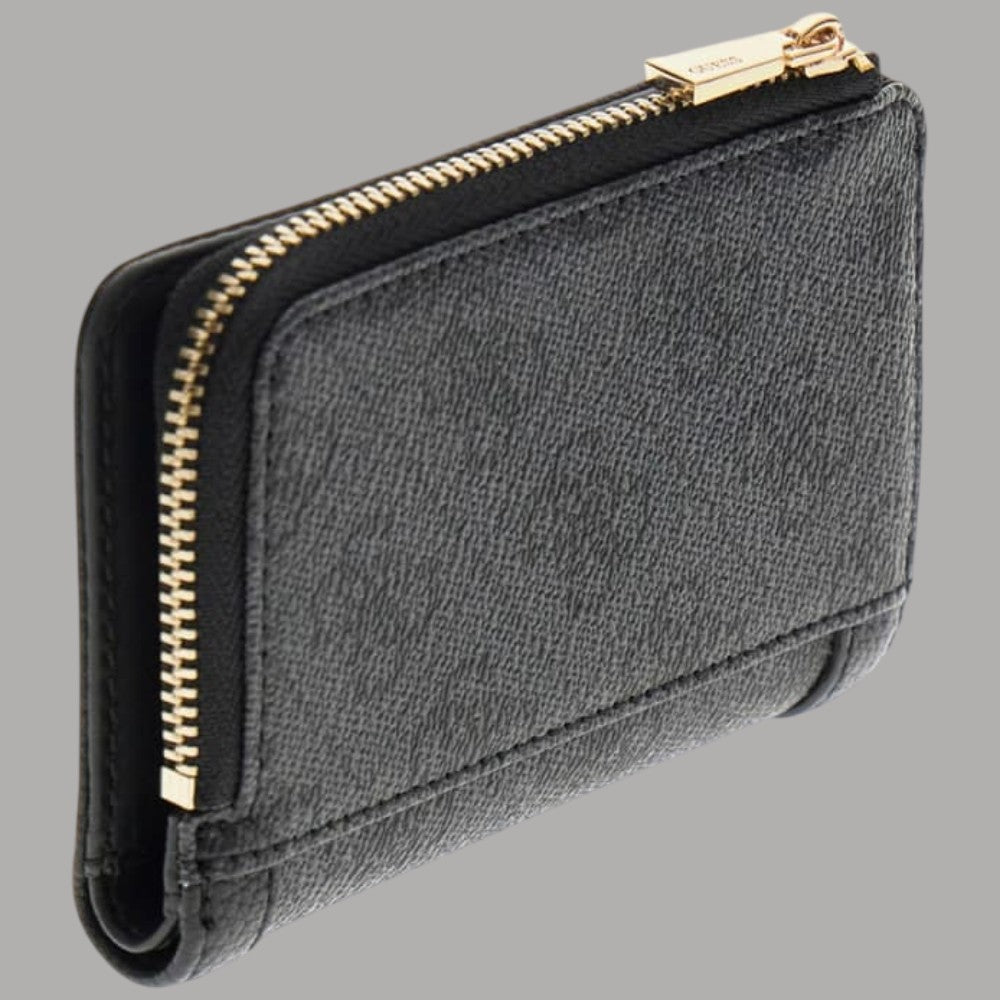 Portafoglio piccolo Guess Lindseu nero con chiusura zip