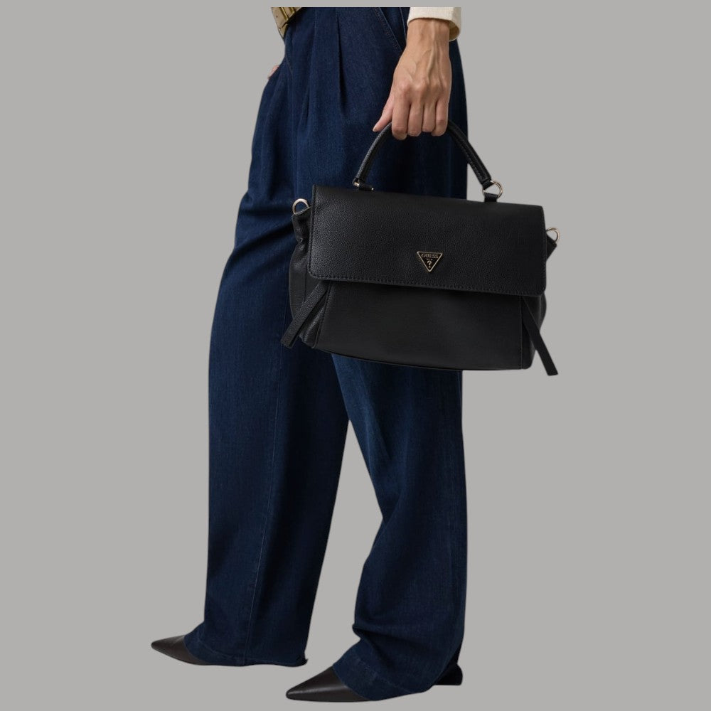 Borsa a mano Guess Devon nera con tracolla