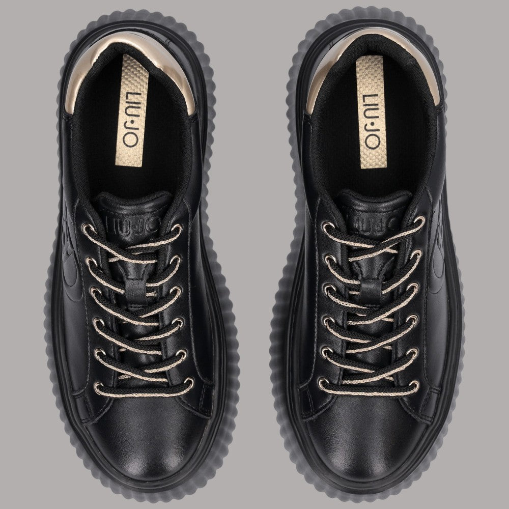Sneaker nere con etichetta LIU JO sulla linguetta e suola a righe