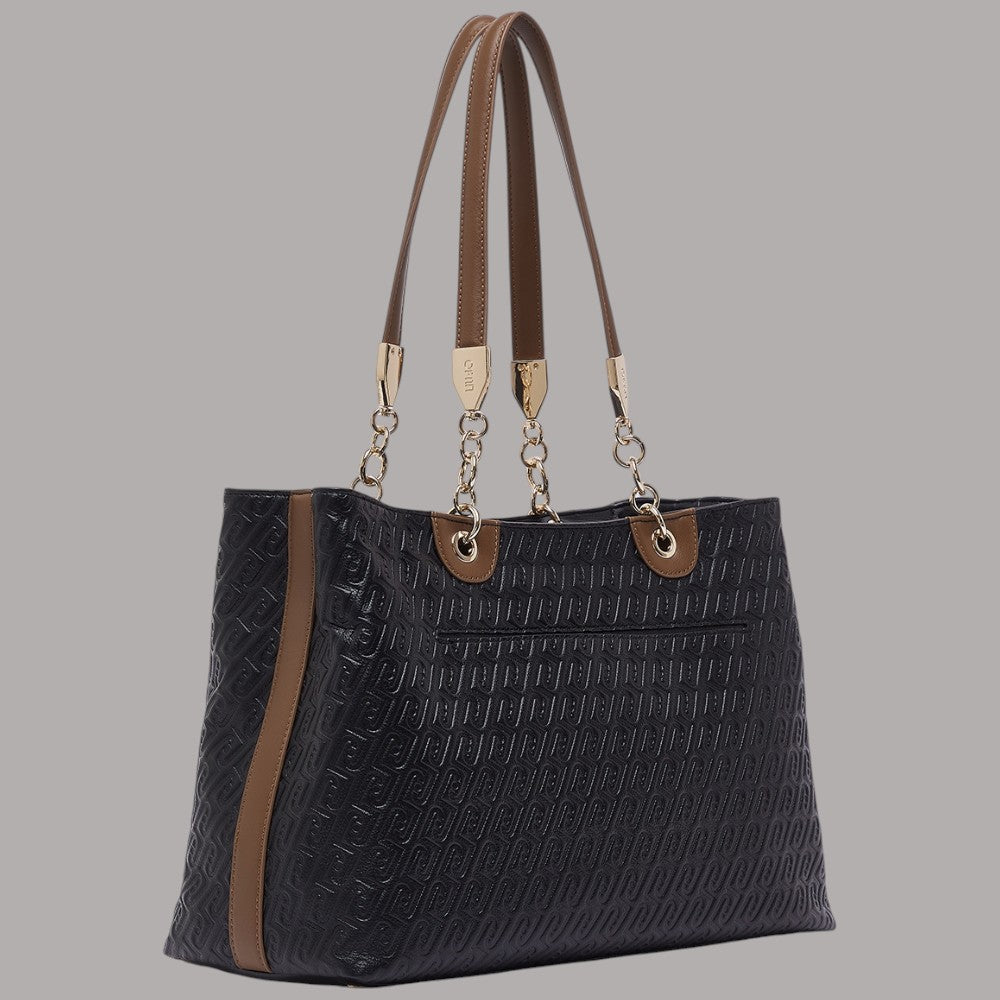 Borsa tote media Liu Jo in nero con dettagli in ematite e logo embossato