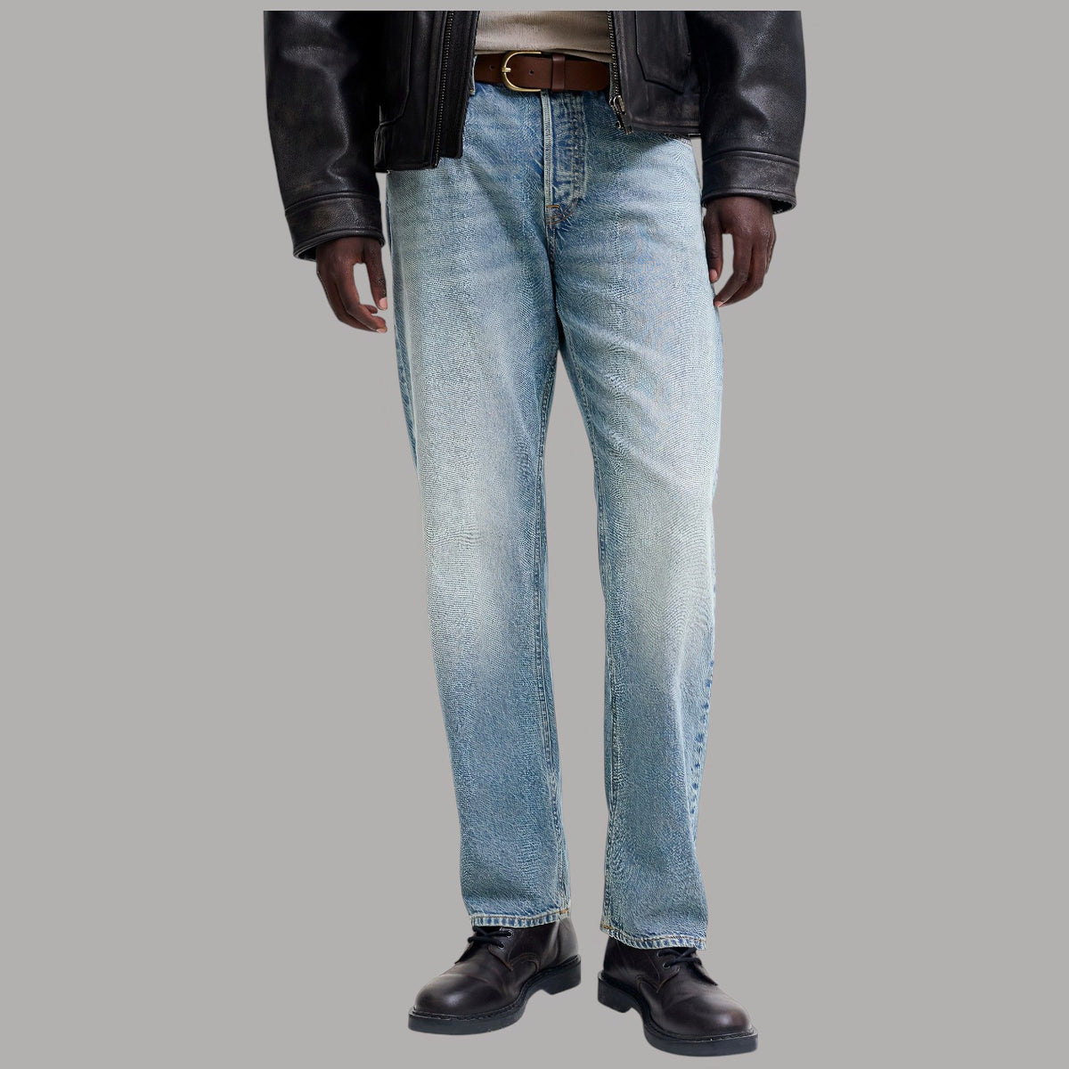 Jack & Jones jeans uomo Chris SQ 733 relaxed fit silhouette blu con texture distressed retro