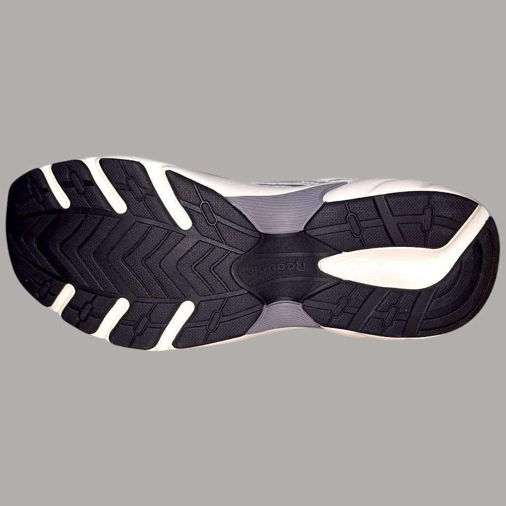 Reebok men's Belwave running sneaker sole, black and white, textured traction