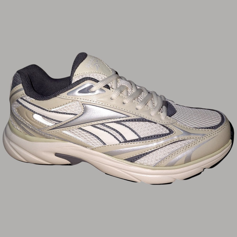 Sneakers uomo Reebok Belwave in tessuto traspirante color beige e dettagli argento