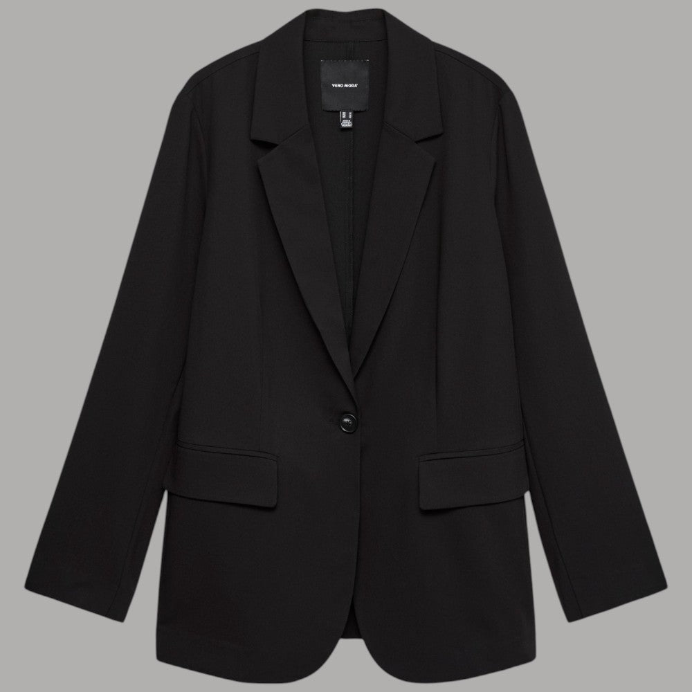 Blazer nero Vero Moda con vestibilità loose fit, tasche frontali e tessuto liscioprezzato.
