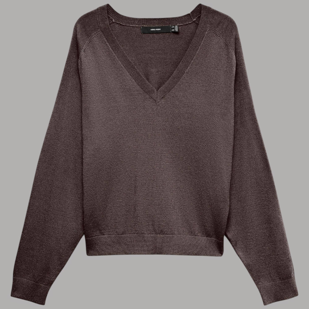 Vero Moda Pullover Holly Karis scollo V e polsini a coste in tessuto microtelato