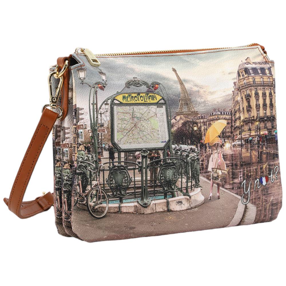 YNot should bag 3 comparti YES399F4 stampa metro Parigi Borse YNot