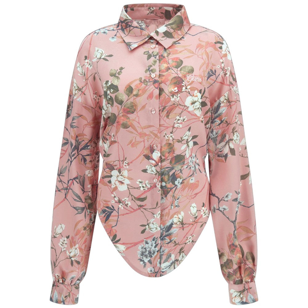 Guess camicia rosa floreale Bowed W3GH93 WD8G2 Camicie Guess
