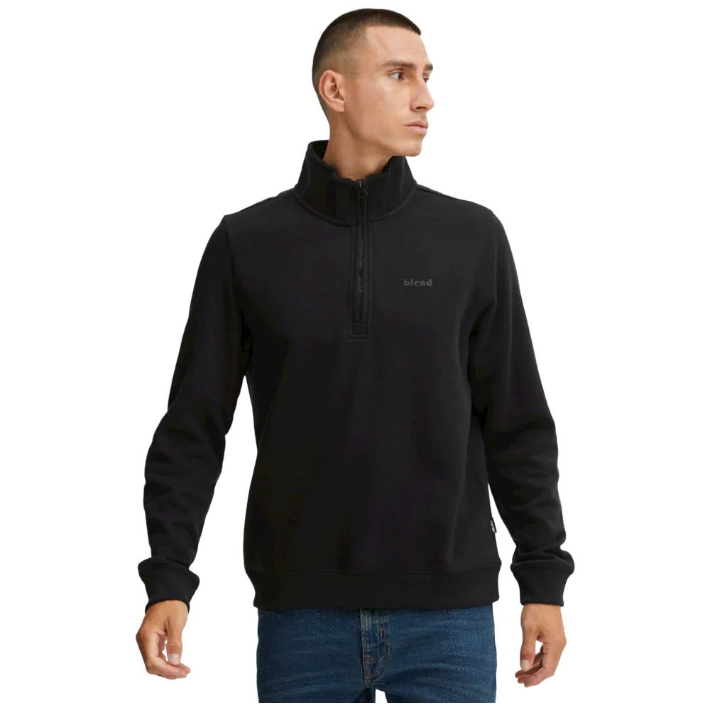 Blend felpa nera mezza zip 20714493 Felpe Blend
