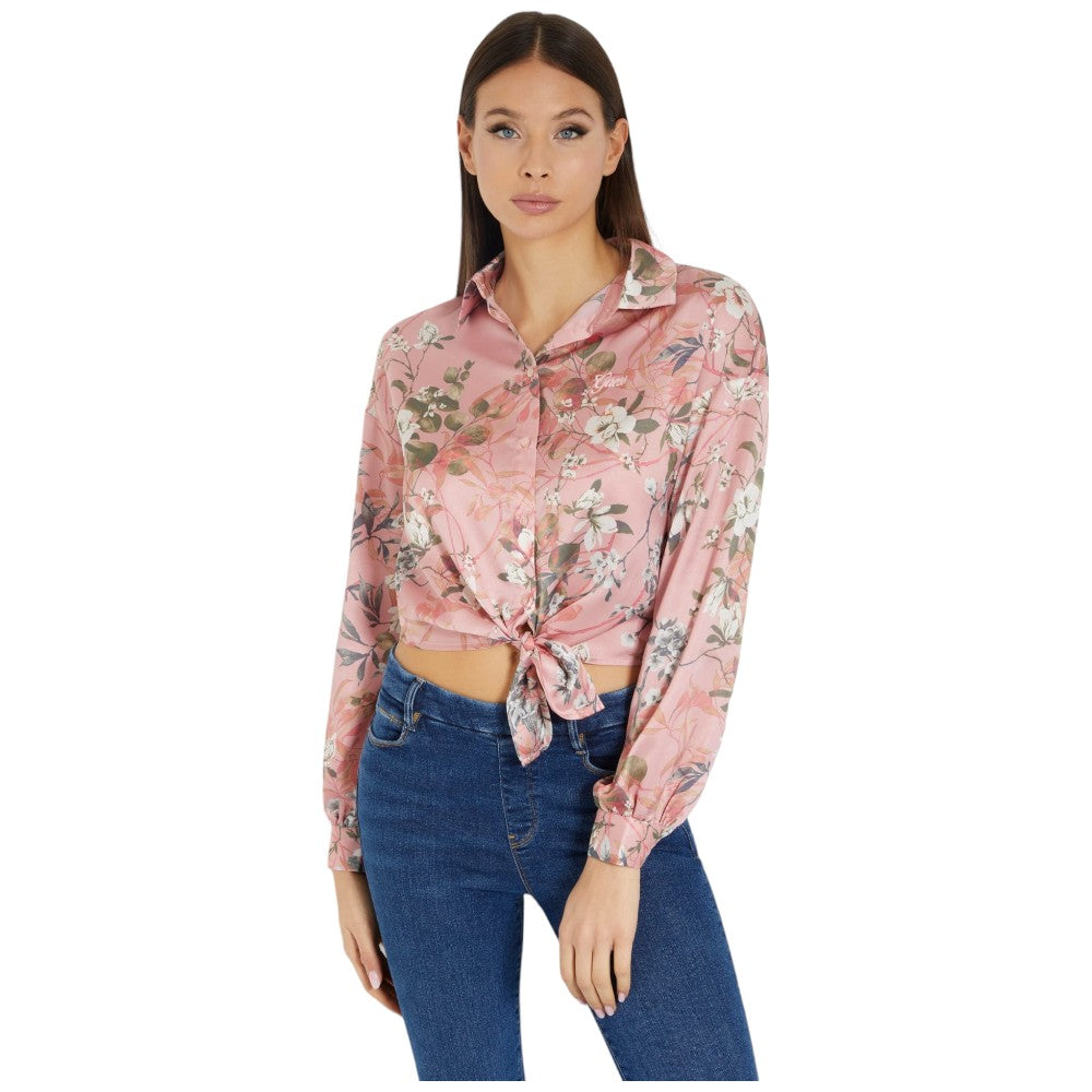 Guess camicia rosa floreale Bowed W3GH93 WD8G2 Camicie Guess