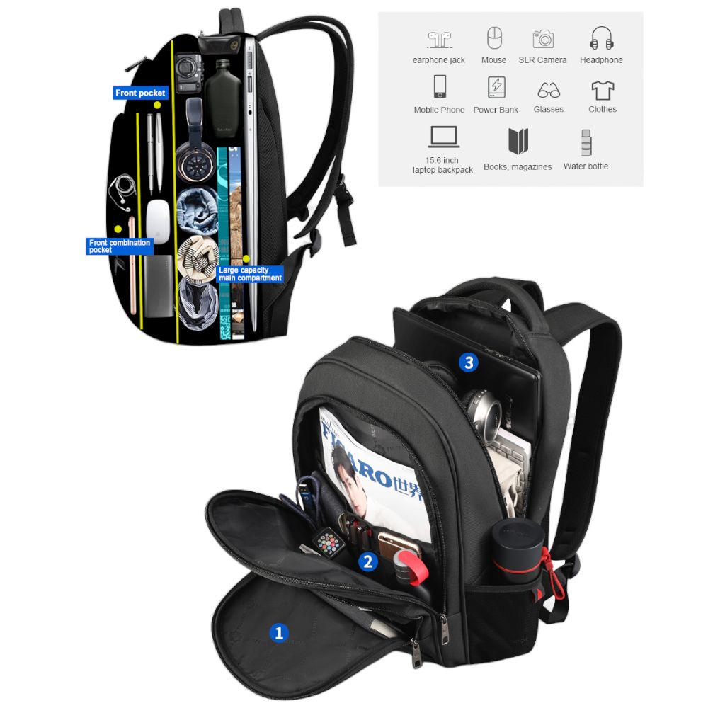 Tigernu zaino impermeabile nero T-B3893 Zaini Tigernu