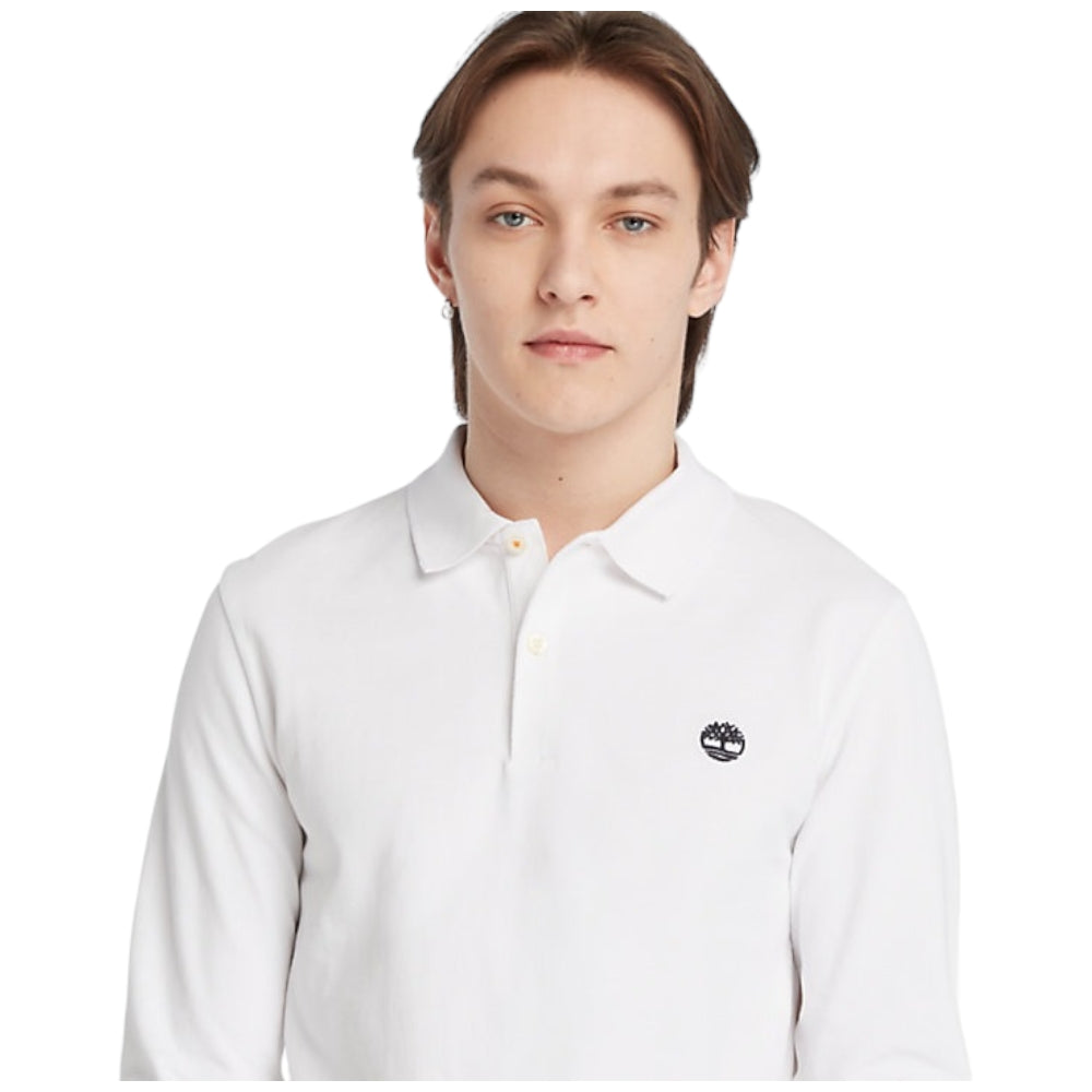 Timberland polo bianca maniche lunghe TB 0A5UDW100 Polo Timberland