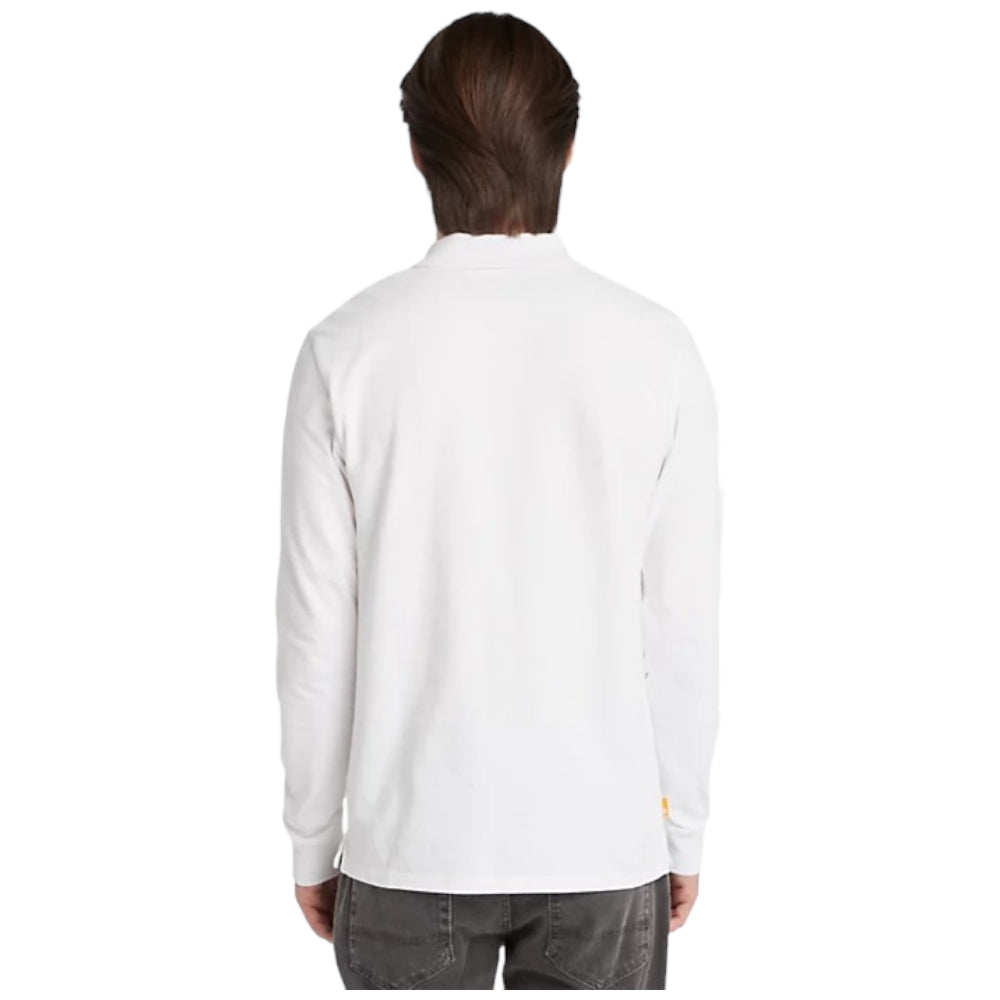 Timberland polo bianca maniche lunghe TB 0A5UDW100 Polo Timberland