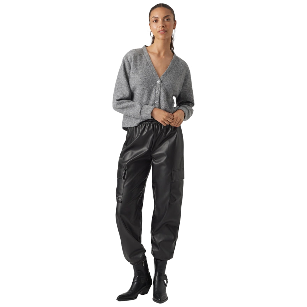 Vero Moda pantalone cargo ecopelle nero10299437 Pantaloni Vero Moda