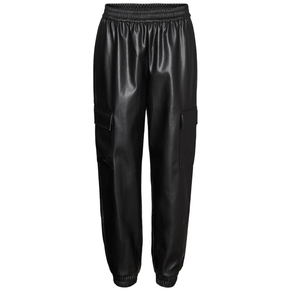 Vero Moda pantalone cargo ecopelle nero10299437 Pantaloni Vero Moda