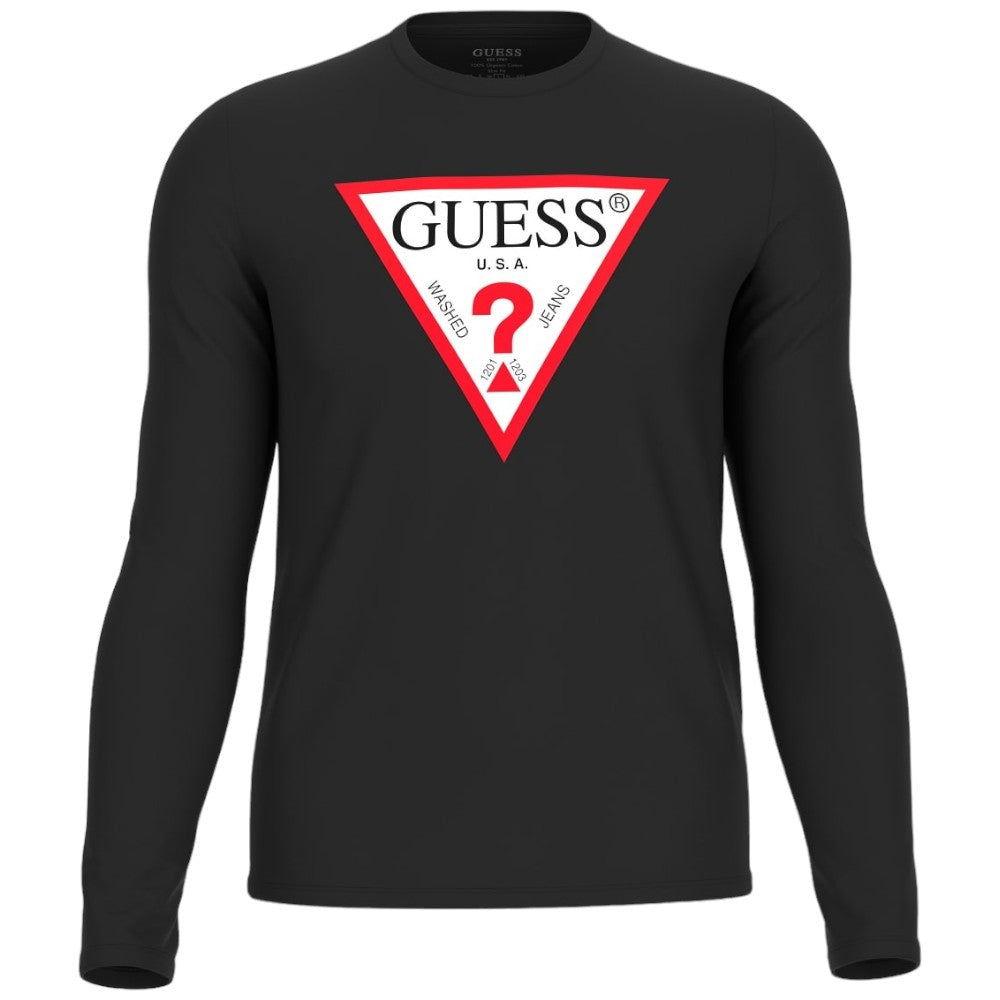 Guess t-shirt nera manica lunga logo grande M2YI31-I3Z14 T-shirt Guess