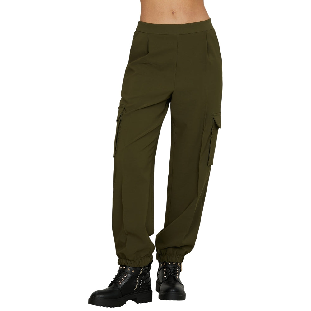 Relish pantalone cargo verde TECLANA RDA2507006030 VITA ALTA C/ELASTICO+TASCONI+TASCHE FRANCESI+PIEGHE Pantaloni Relish