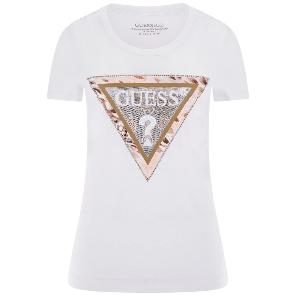 Guess t-shirt bianca Cheeta W5RI22 J1314 G011 T-shirt Guess