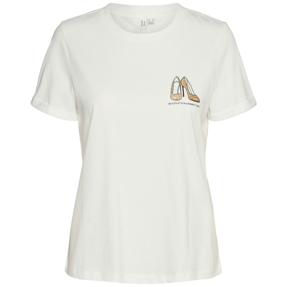Vero Moda t-shirt bianca con stampa oro glitter art. Villa 10324551 T-shirt Vero Moda