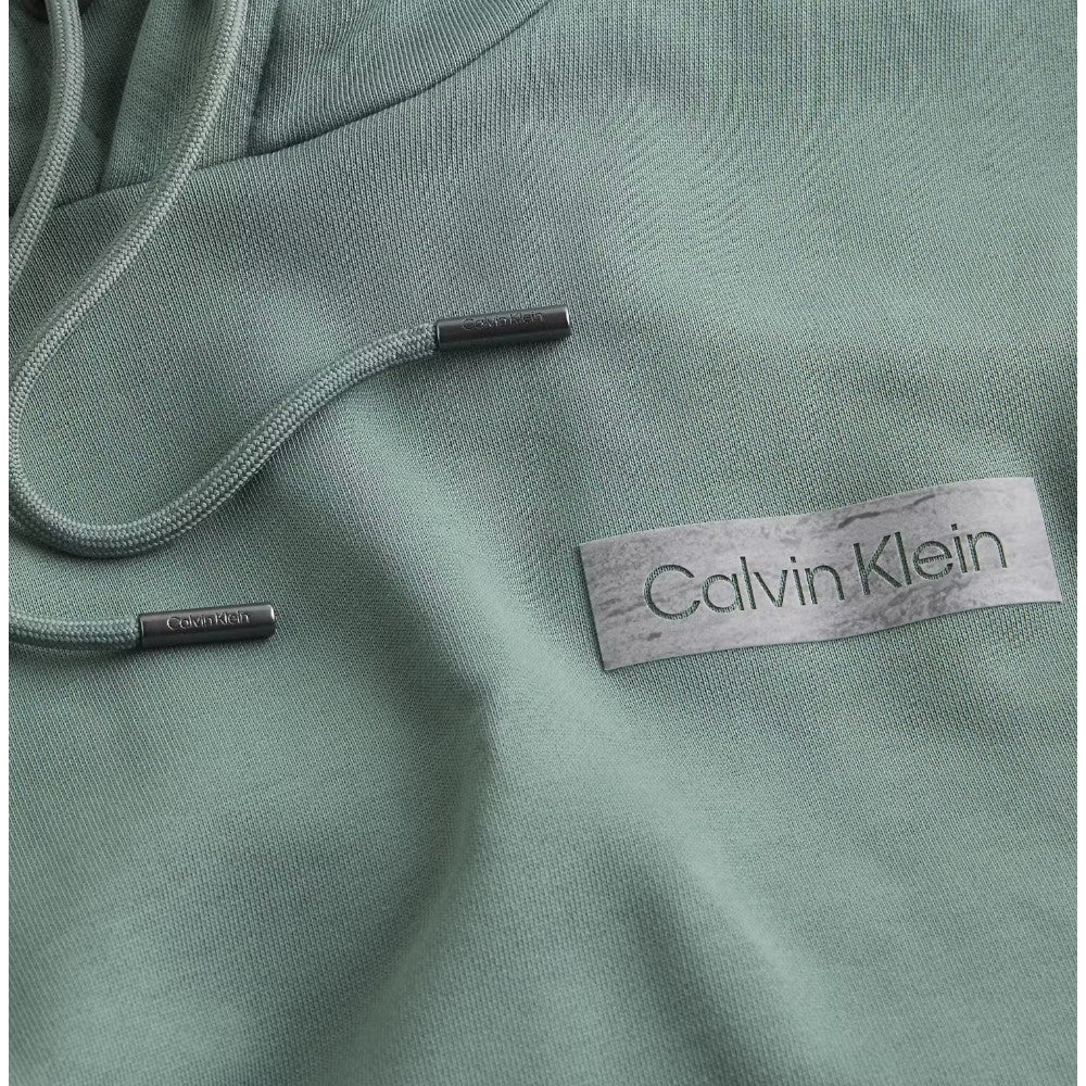 Calvin Klein felpa cappuccio verde raised logo K10K113555CED Felpe Calvin Klein