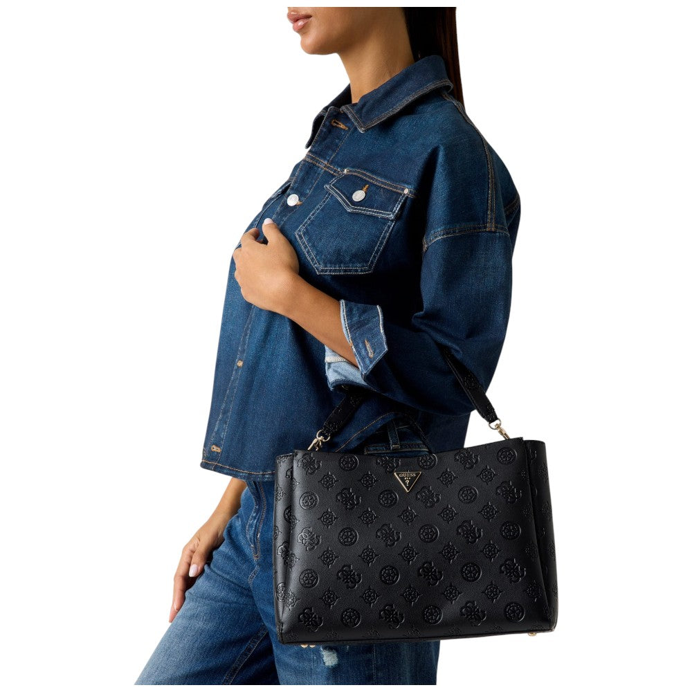 Guess borsa a mano nera 4G Logo peony TISHA HWPD7764070BLO Borse Guess