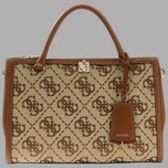 Borsa a tracolla Guess Audrey beige con stampa logo allover