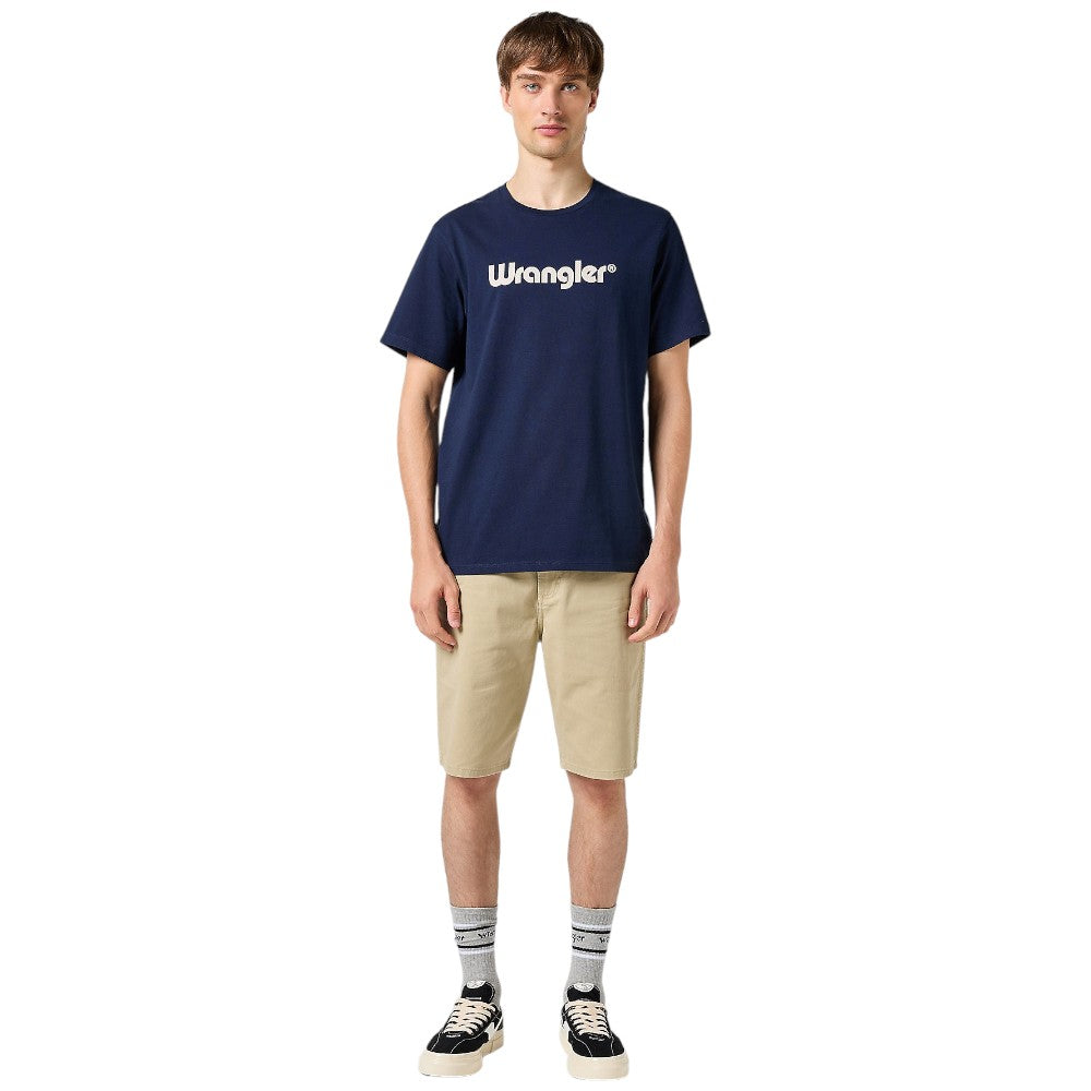 Wrangler t-shirt blu logo grande stampato 112350524 T-shirt Wrangler