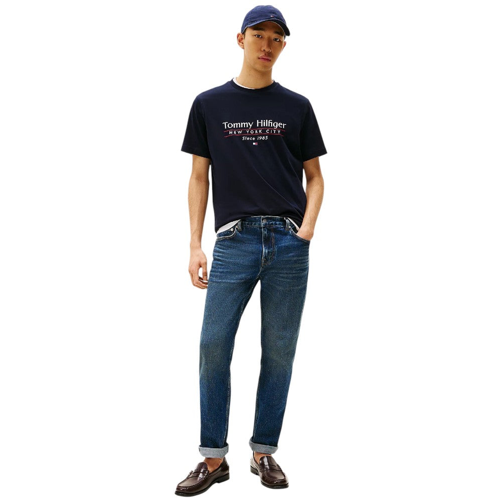 Tommy Hilfiger t-shirt blu con stampa centrale MW0MW38621DW5 T-shirt Tommy Hilfiger
