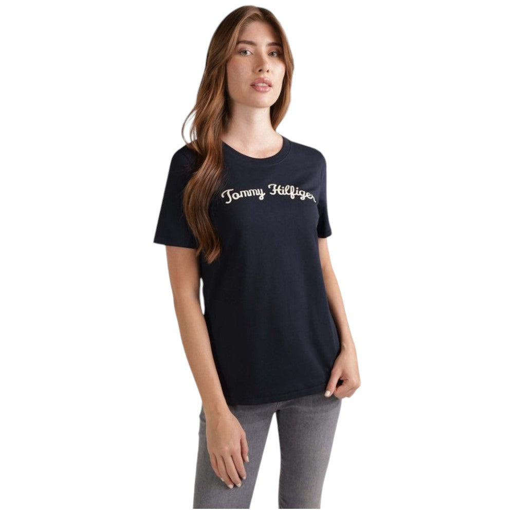 Tommy Hilfiger donna t-shirt blu WW0WW42589 T-shirt Tommy Hilfiger