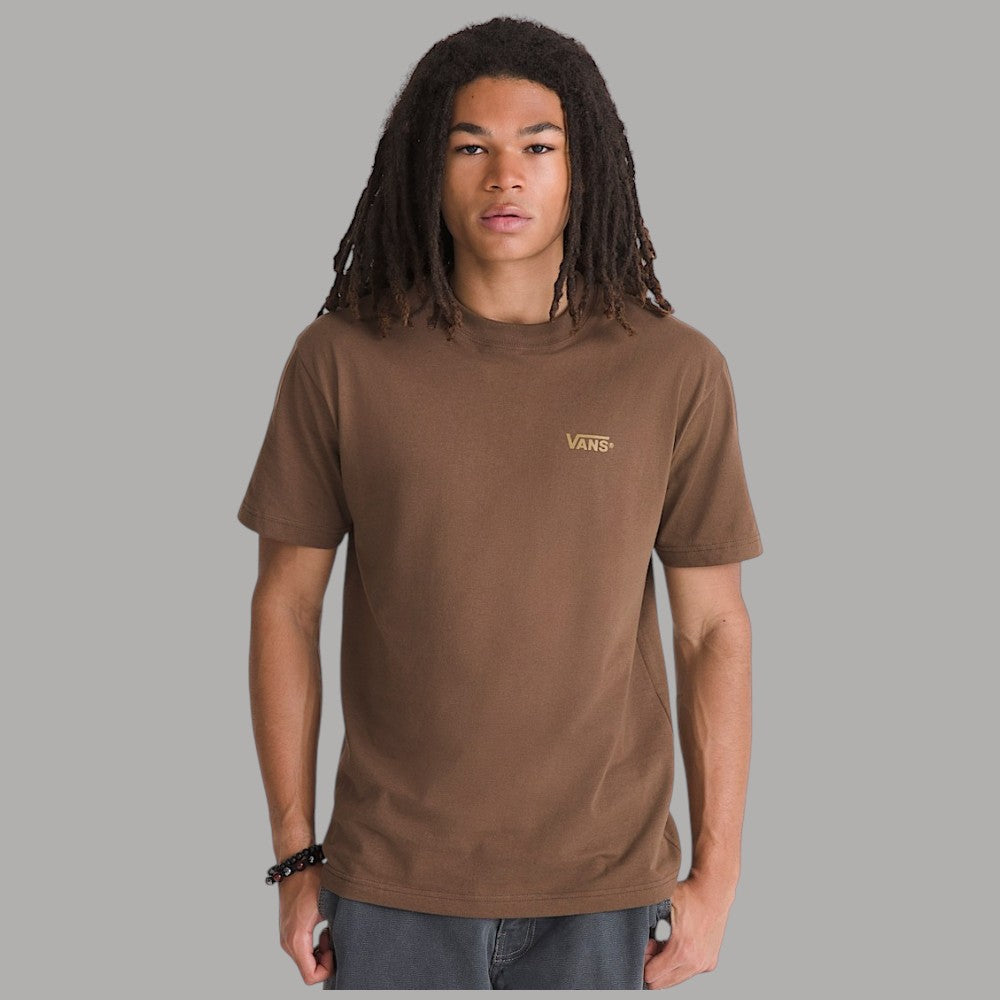 T-shirt Vans marrone in cotone, maniche corte, logo Vans sul petto