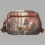 Borsa a tracolla YNot Yes Bag grande con stampa città autunnale