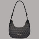 Borsa a tracolla Liu Jo Small nera in jacquard monogramma con logo LIUJO MILANO
