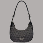 Borsa a tracolla Liu Jo Small nera in jacquard monogramma con logo LIUJO MILANO