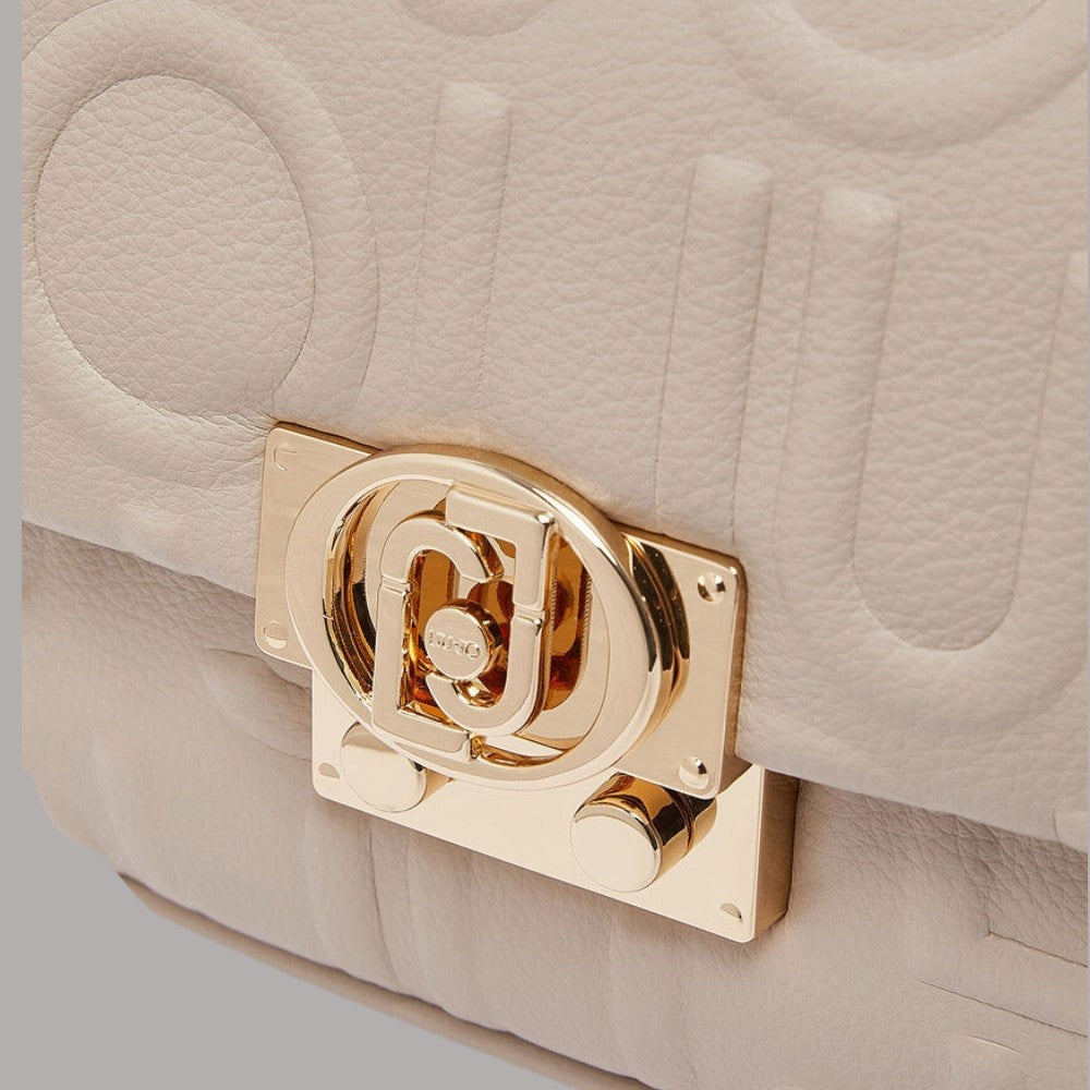 Borsa Liu Jo Adiva crossbody piccola beige con dettaglio color oro sulla chiusura